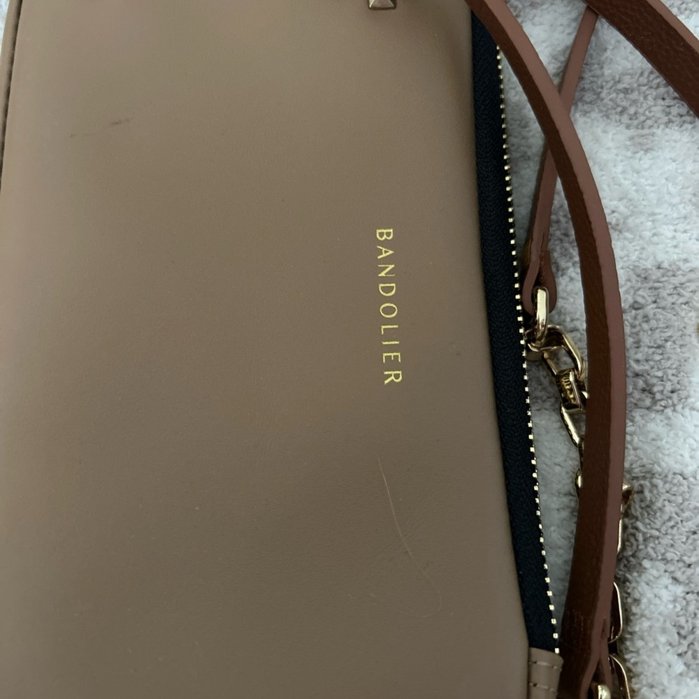 Bandolier Brown Expanded Pouch Crossbody Bag with Gold Accents - Picture 2 of 6